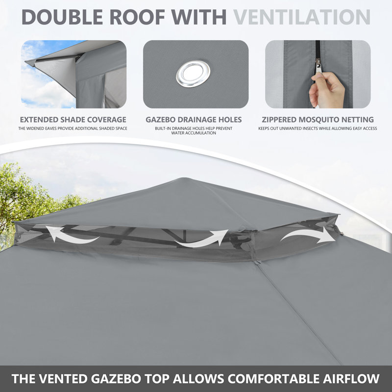 MASTERCANOPY 13 ft. L 13 ft. D Steel Gazebo, gris