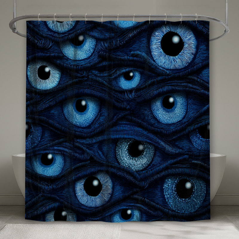 Rideau de douche aux yeux - Décoration de salle de bain abstraite moderne, 70in W x 93in H
