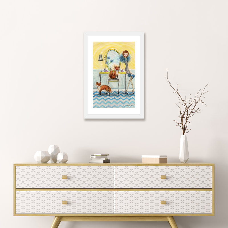 Art fiona et fox, Papier avec cadre blanc, H 24 po x l 16 po x P 1 po