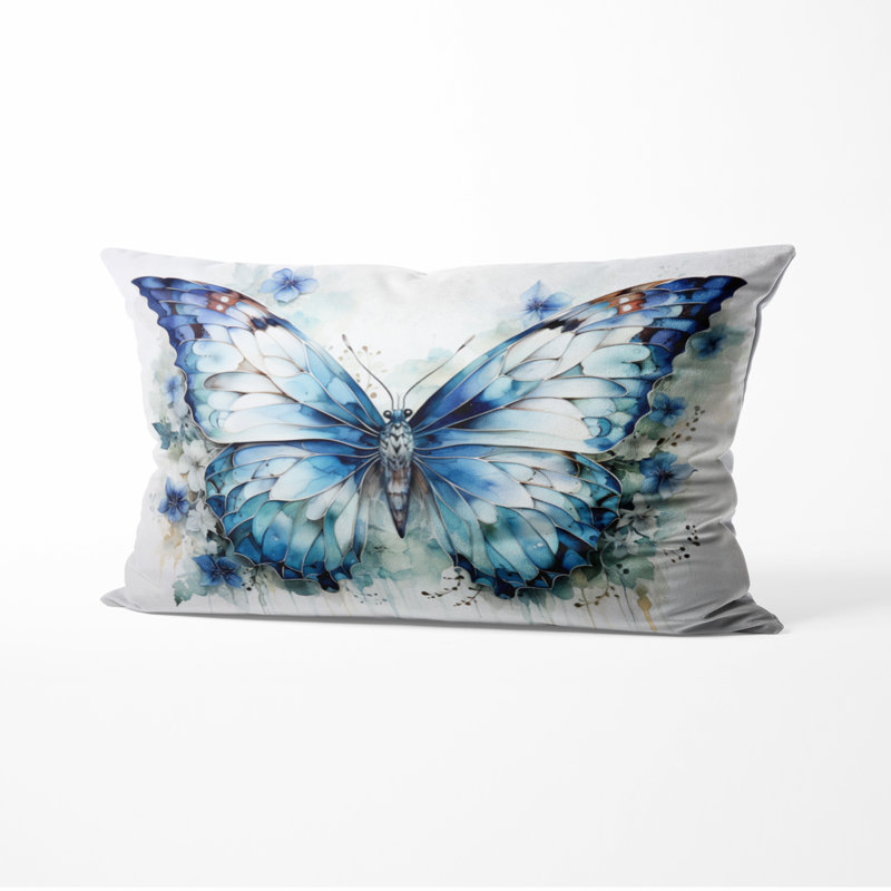 Coussin décoratif papillon - Ailes d'aquarelle papillon I, H 12 po x l 20 po