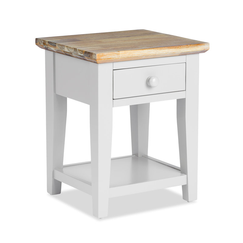 Decatur Side Table with Storage, White