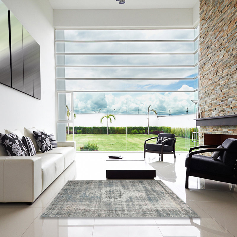 Tapis gris zone contemporaine, Carré 5 pi