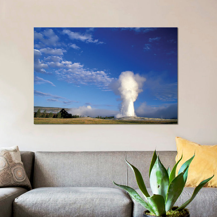 « touring old fidèle geyser », impression sur toile, H 18 po x l 26 po x P 1,5 po, Pas de tapis, Toile tendue
