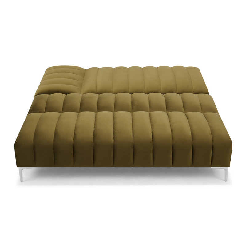Decato Upholstered Sleeper Corner Sofa , Olive Velvet