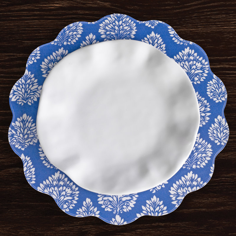 Vida Vinyl Round Placemats, Blue/White