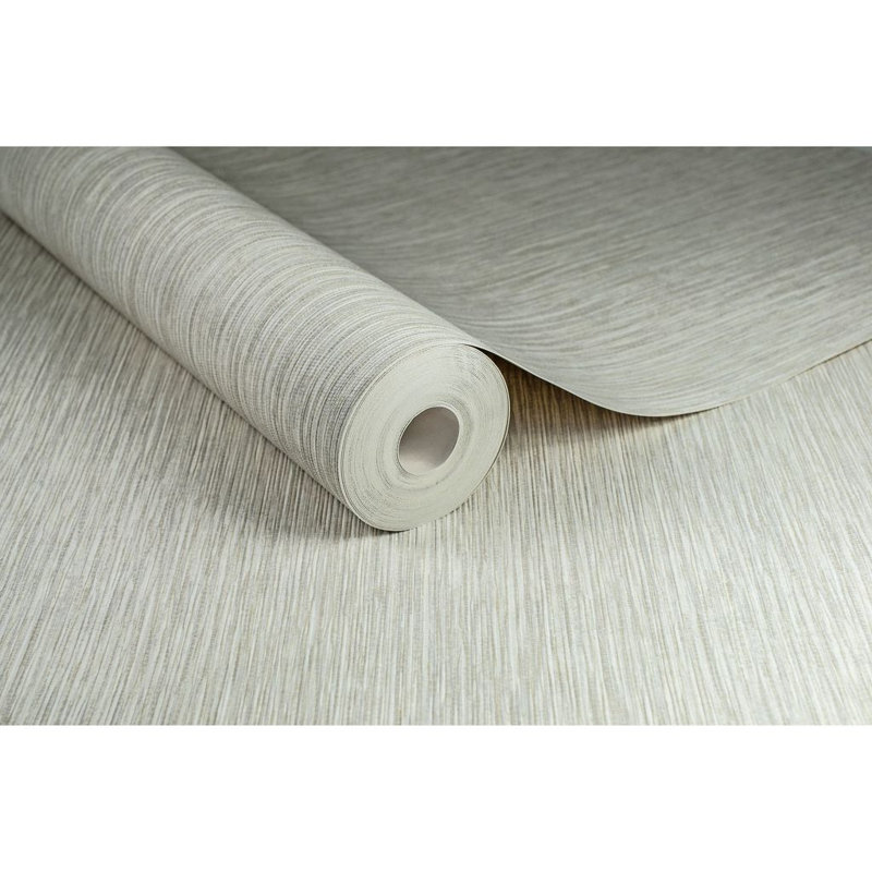 Laughlin Plain Linen Effect Design 10.05M X 53Cm Matte Wallpaper Roll, White