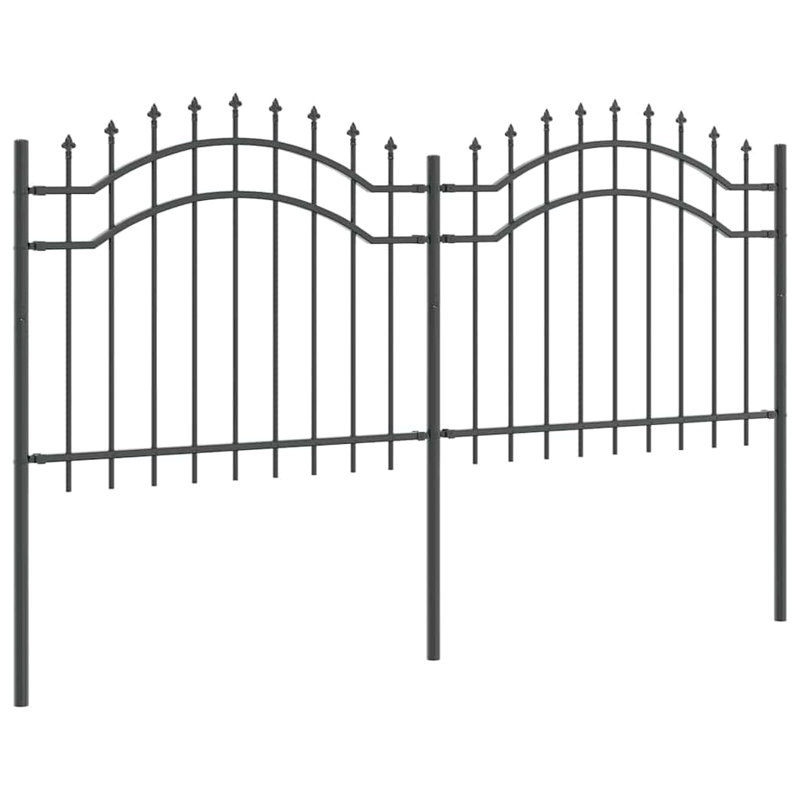 Vidaxl Garden Fence Powder-Coated Steel, Grey, 140cm H x 14000cm W x 240cm D