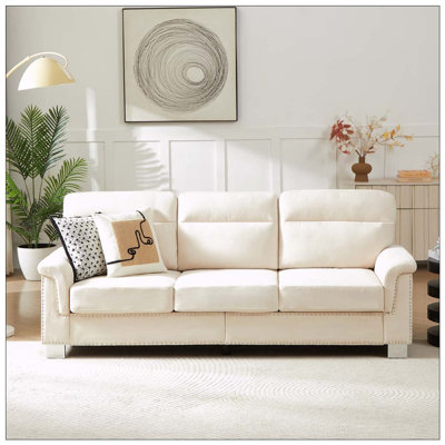 82" Modern Compressed Snowfleece Fabric 3-Seater Sofa,