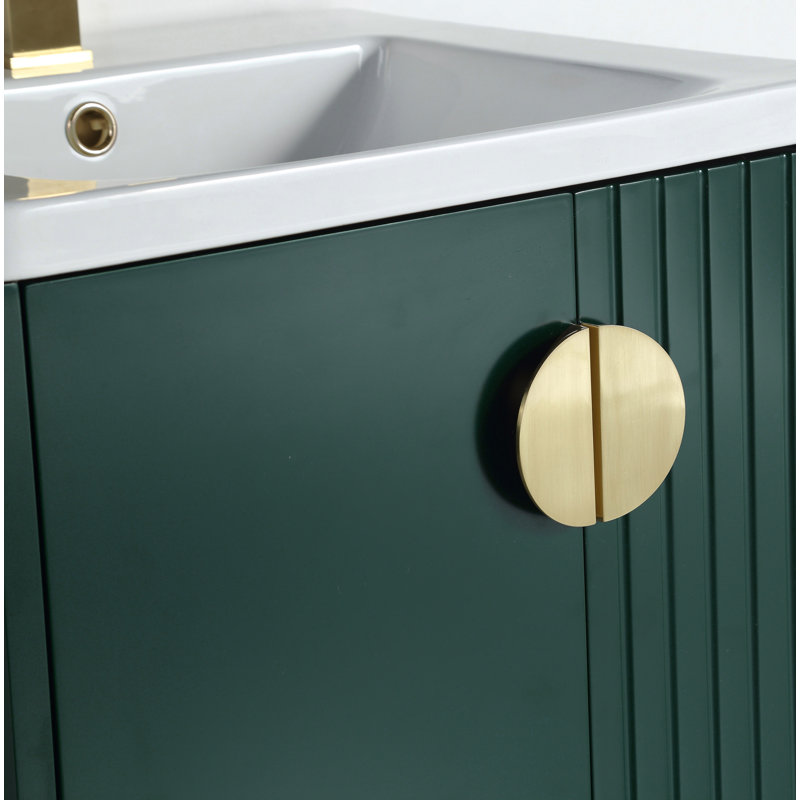 Ensemble de meuble-lavabo simple 20 po Saimah, Vert, Laiton satiné
