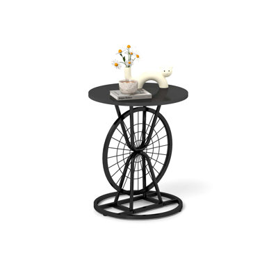 Vintage Industrial Wheel Design Side Table with Multi-Functional Use
