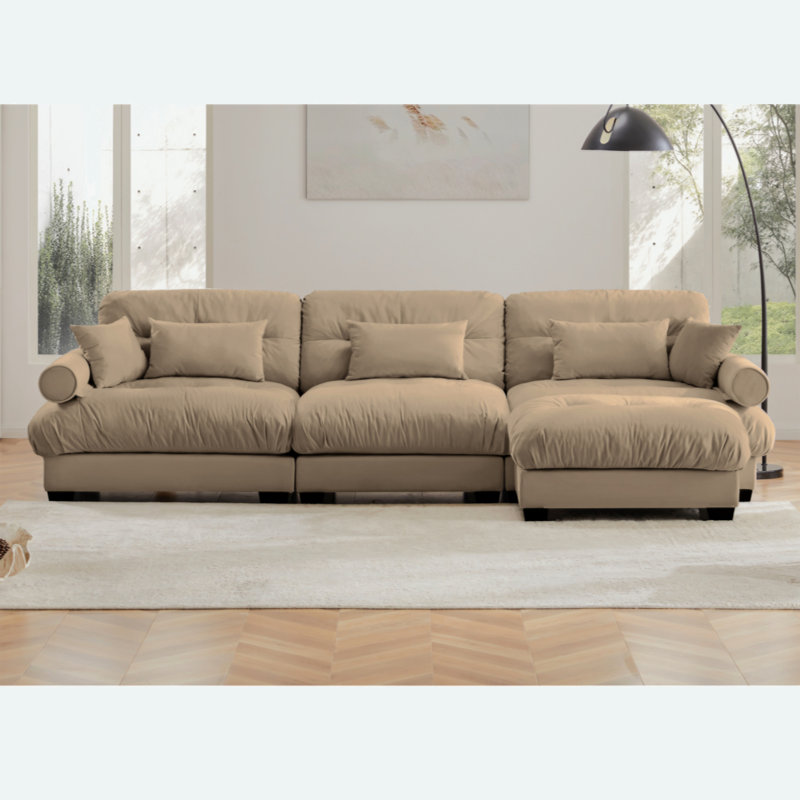 Super Comfort Oversized Modular Sectional Sofa Couch With Movable Ottoman,Corner Sectional With Bolstered Armrests, Deep Seat Cloud Couch, Convertible L Shaped Couch