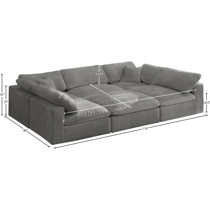 Canapé modulaire en velours réversible Cozy, Velours gris