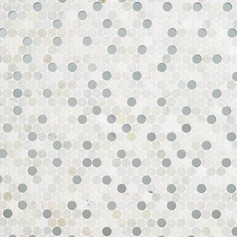 Reflection 1" Penny Round Polished Marble & Glass Mosaic Tile