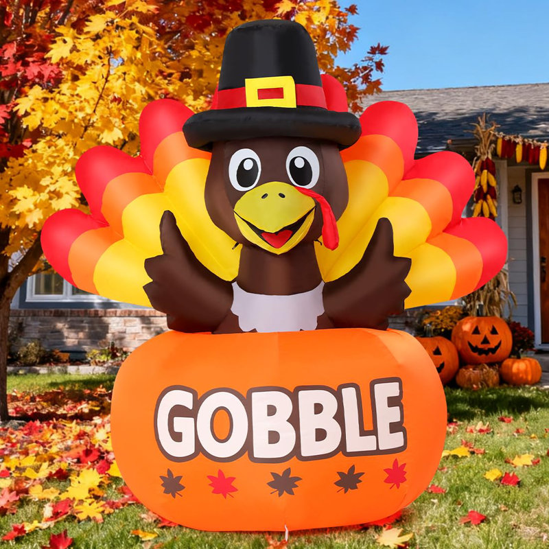 4 FT Thanksgiving Inflatable Turkey with Built-in LED Lights