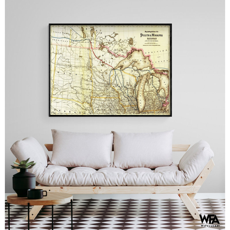 Duluth et Winnipeg Railroad 1881, impression de carte Old Winnipeg, impression de carte canadienne, décoration de maison Duluth, décoration de chambre principale, art mural de cuisine