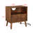 Mid Century Modern Fluted Nightstand With Charging Station USB Ports & Outlet Hole & 4 Solid Wood Legs, Farmhouse End Table With Open Space And Drawer Dresser, Walnut