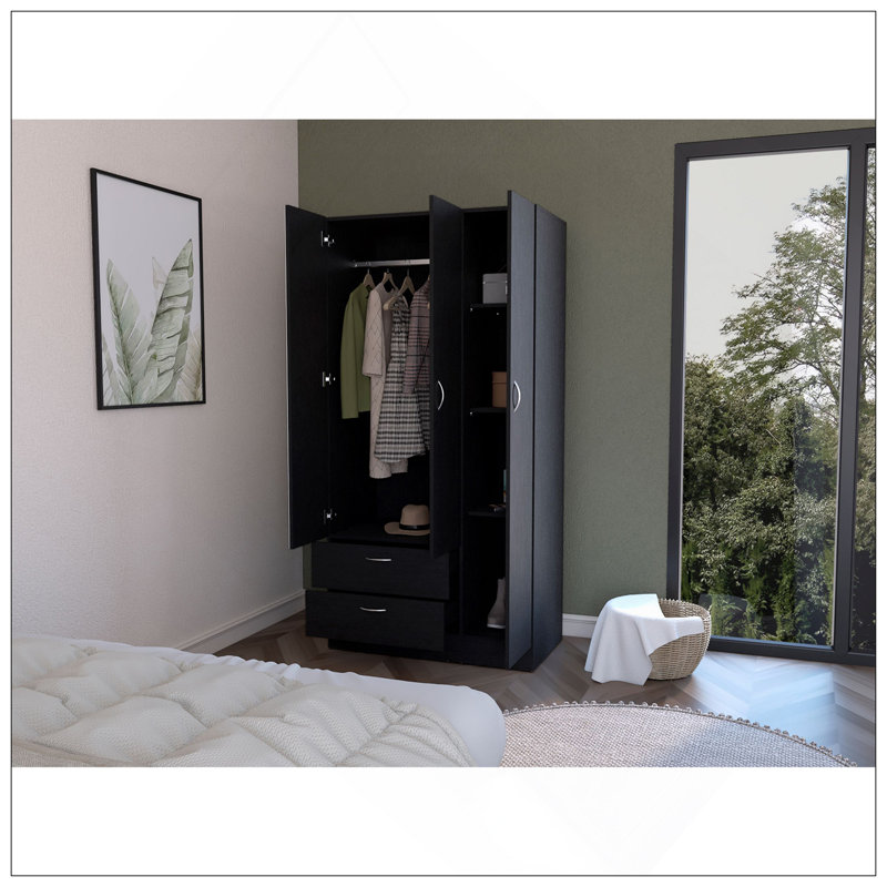 Armoire Haddam, chambre à coucher, noir, Noir
