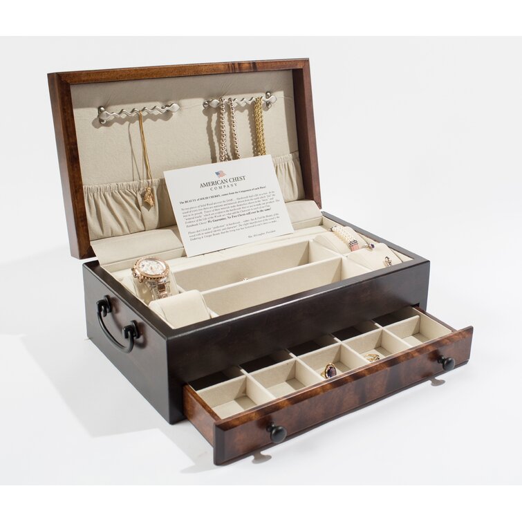 American Chest Wood Jewelry Box + Drawers | Wayfair