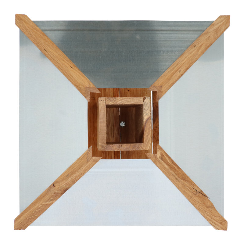 Square Oak Bird Table with Silo