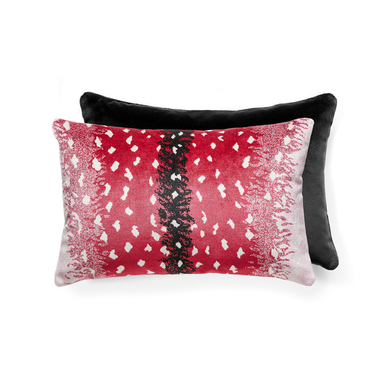 ANTELOPE / VELVET PILLOW, Rasberry/Black Animal Print, Rectangular, 14" H x 22" W