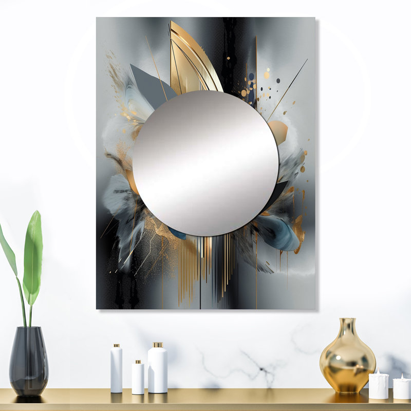 Doux doux marbre abstrait II - miroir décoratif en marbre, grand miroir mural doré, impression d'art en métal, 32 po x 24 po