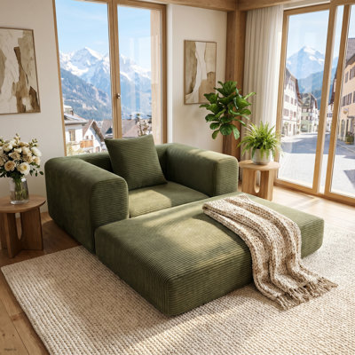 Canapé-lit convertible en velours côtelé de 45 pouces de largeur, pliable en 2, livré avec un oreiller gratuit et un canapé-lit modulaire, parfait pour les petits espaces, les studios et les appartements