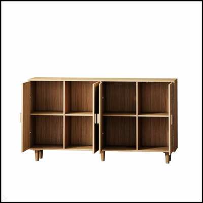 Élégante armoire de rangement en rotin à 4 portes de 62,20 pouces avec assemblage facile et fabrication de haute qualité