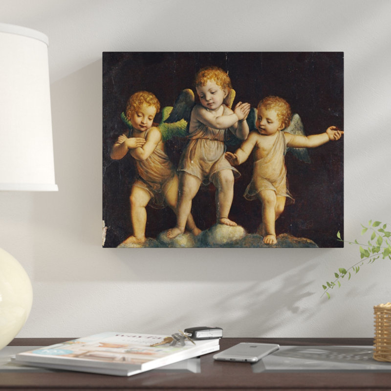 " Three Cherubs " by Bernandino Luini, 17" H x 22" W x 2" D
