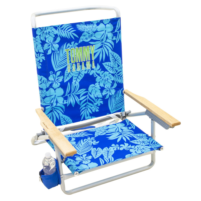 Tommy Bahama 5-Position Lightweight Aluminum Beach Chair with Cup Holder, Blue