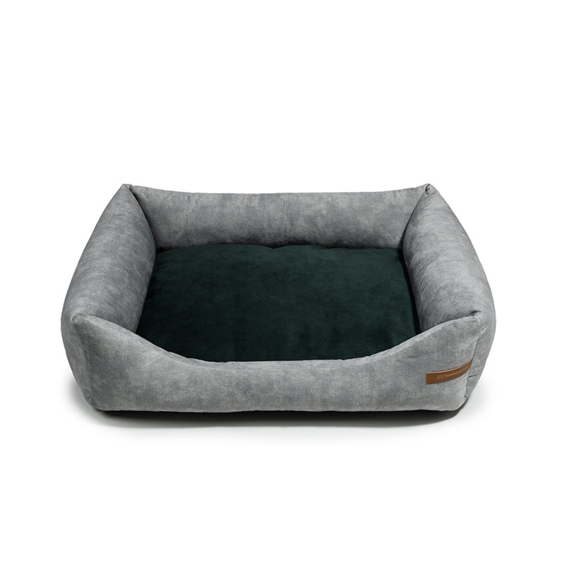 Orthopedic Polyester Pet Bed, 15cm H x 55cm W x 65cm D, Grey/Dark Green