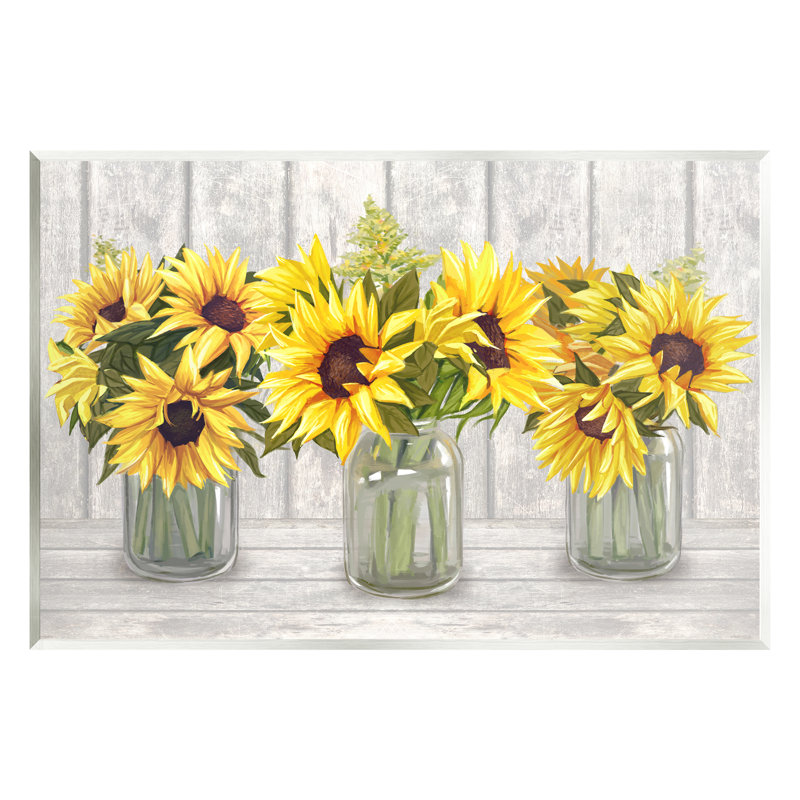 Trois planches de tournesols nature morte par Ziwei Li - peinture sans cadre sur panneau de fibres à densité moyenne