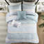 Édredon imprimé en seersucker avec 2 coussins décoratifs - literie Shabby Chic en blanc 5 pièces
