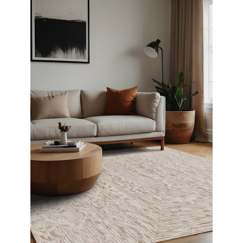 Machine Washable Beige Area Rug, Square 3'
