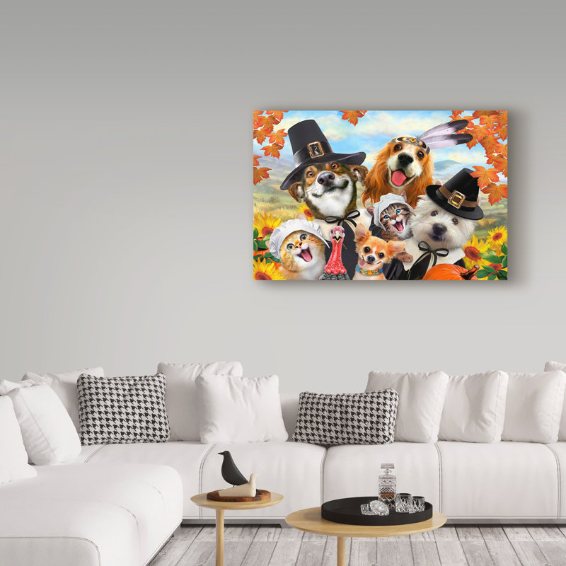 Autumn dogs-impression d’art graphique sur toile tendue, H 16 po x l 24 po x P 2 po