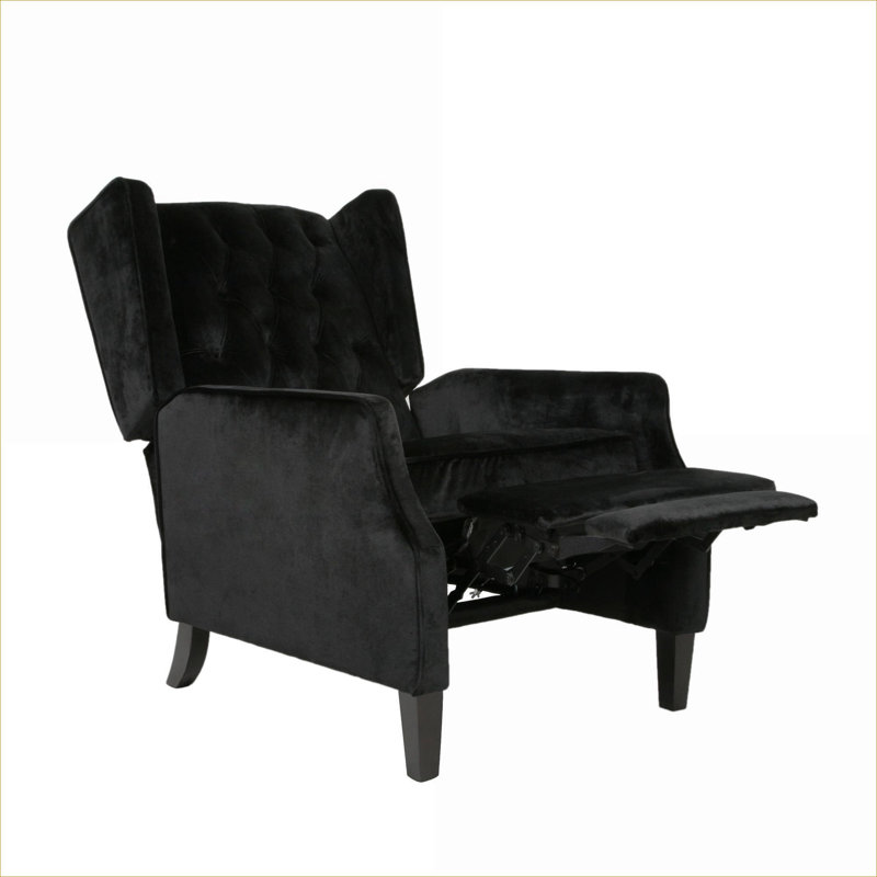 Black-toned Velvet Pushback Wingback Recliner by xpiyaer, Mid Century Accent Seating for Living Room and Bedroom