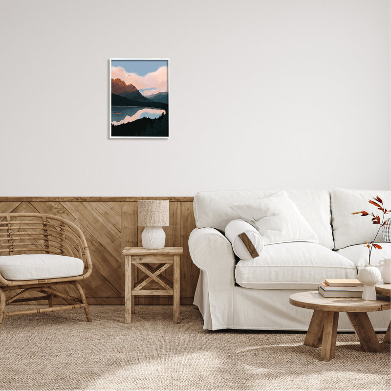 «Mountain Range River Canoe Cloudy Wilderness Birds» par Abi Hall - impression, L 16 po x H 16 po