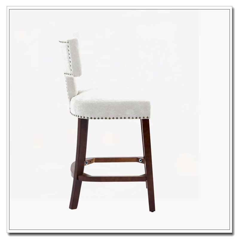 Hauteur de 2 tabourets de bar, fauteuil d'appoint rembourré Farmhouse, Beige