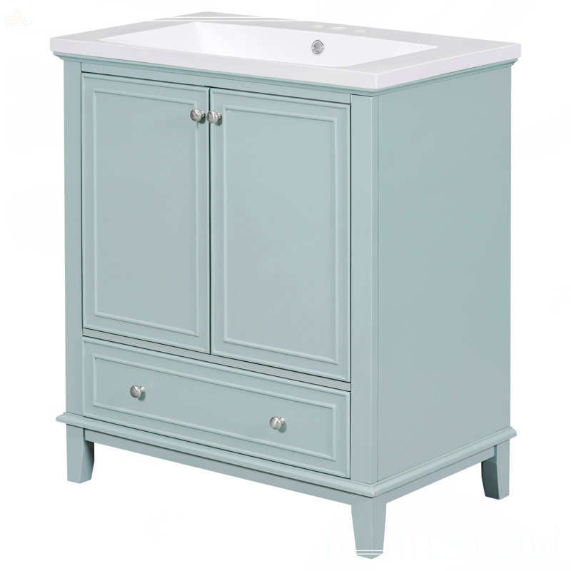 Meuble-lavabo 30 po avec lavabo, Turquoise, Argent argent