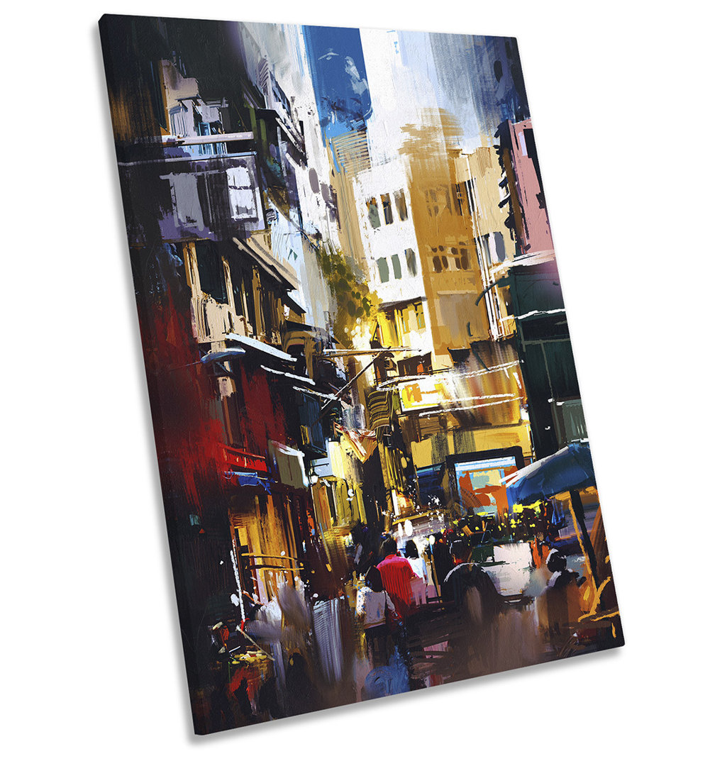 City Life Streets Modern Picture CANVAS WALL ART Portrait Print Multi-Coloured