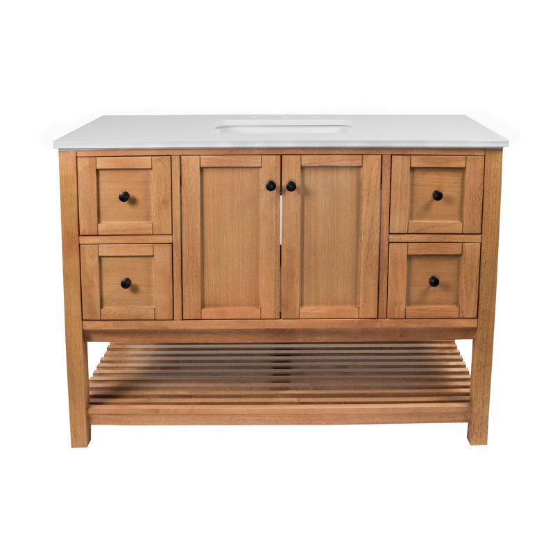Ensemble de meuble-lavabo simple 48 po Binne, Blond, Blanc d'ingénierie