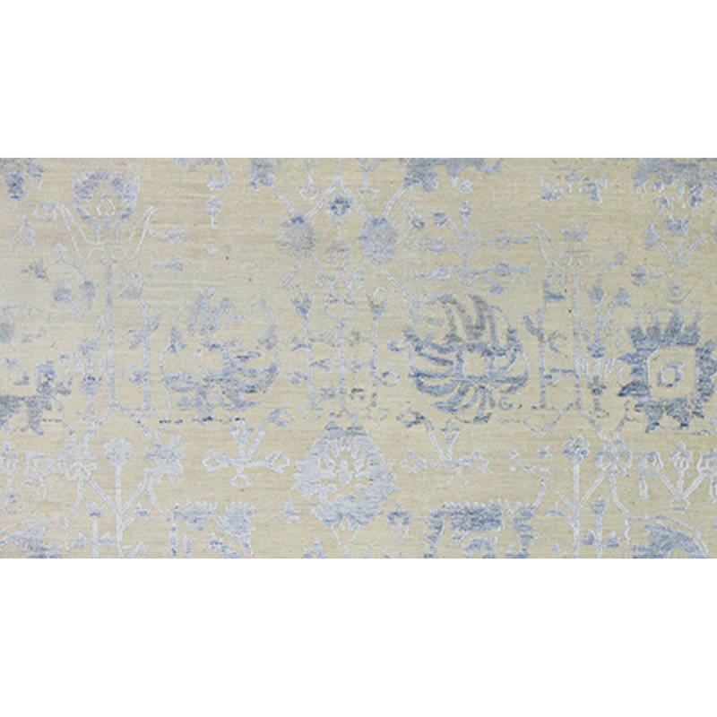 Tapis argent / bleu noué à la main de haute qualité, Rectangle 8 pi x 10 pi