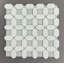 Carreau de mosaïque géométrique en marbre blanc et verre poli Thassos