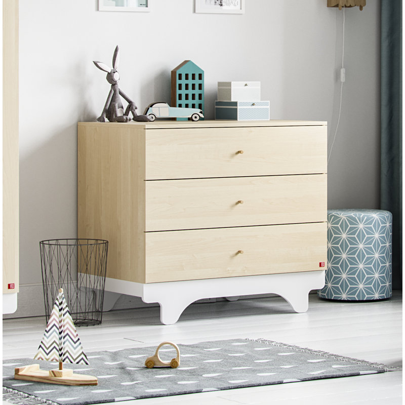 Ankeny 92.5cm W 3 - Drawer Chest of Drawers, Birch/White