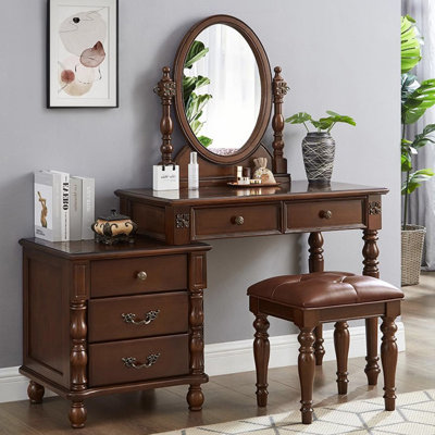 Makeup Vanity with mirror,5 drawers,1 chair by Canora Grey