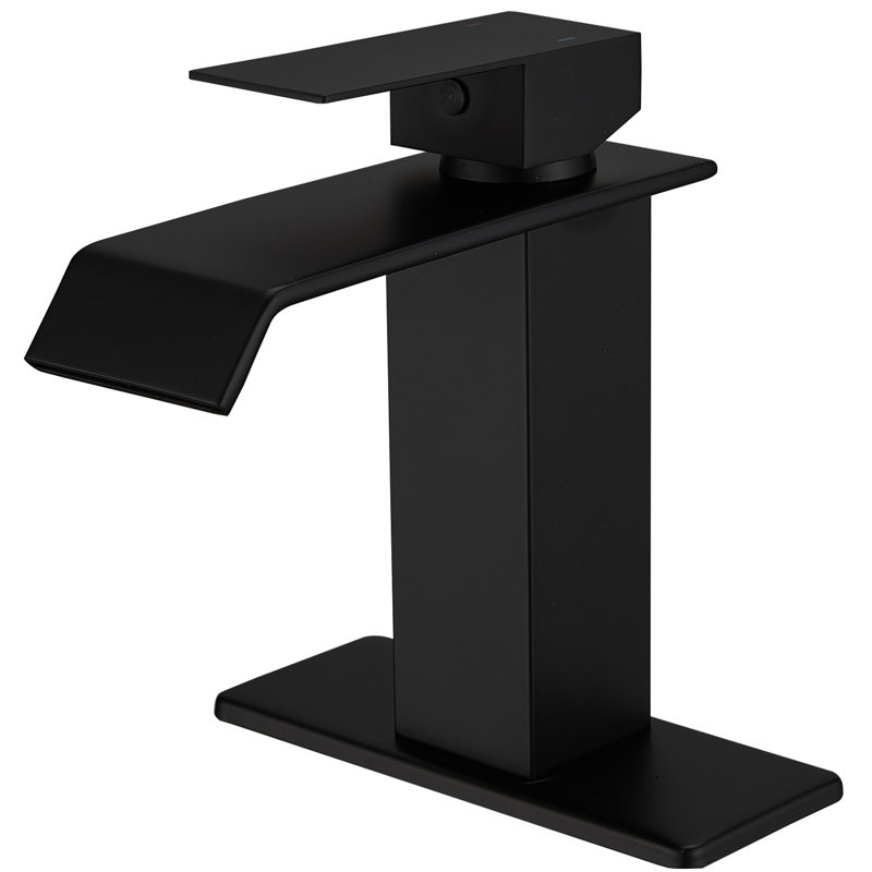 1 robinet de salle de bain monocommande avec bonde, Noir mat