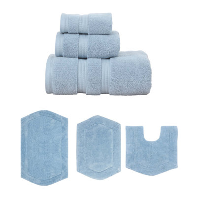 Bryd Collection 100% Soft Cotton 3 Pc Towel Set & 3 Pc Bath Rug Set, (Set of 6)