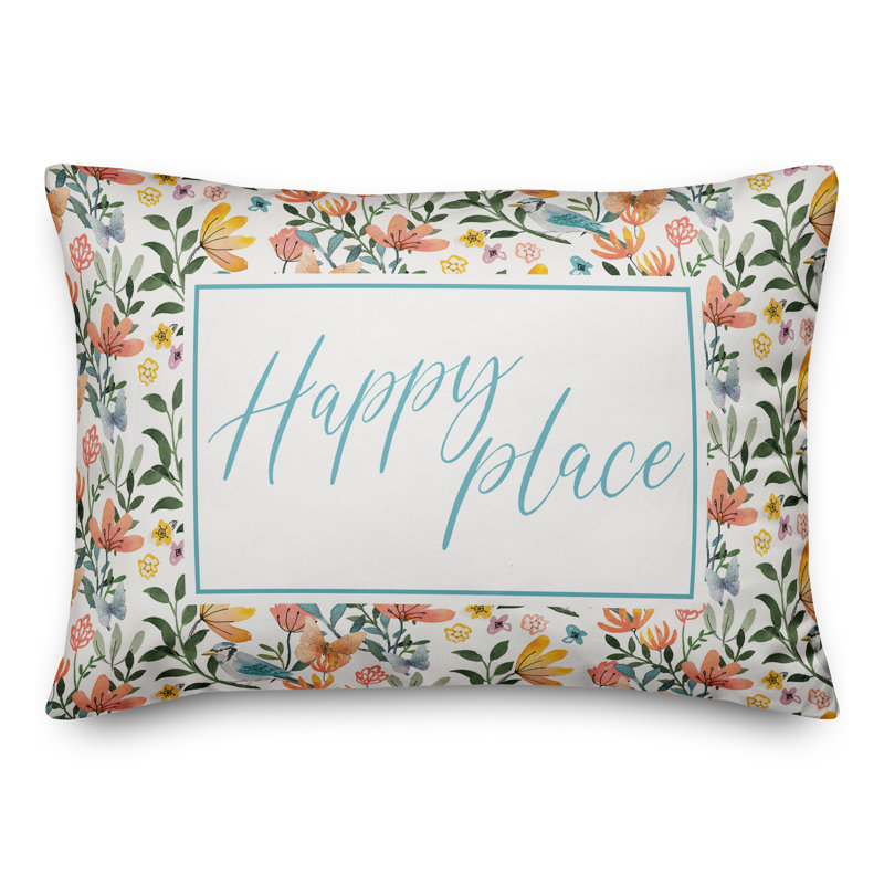  Housse de coussin rectangulaire et insert Happy Place