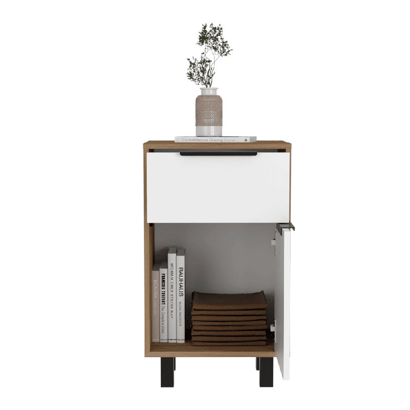 Kylia 41.2cm W Manufactured Wood Bedside Table, Natural/White
