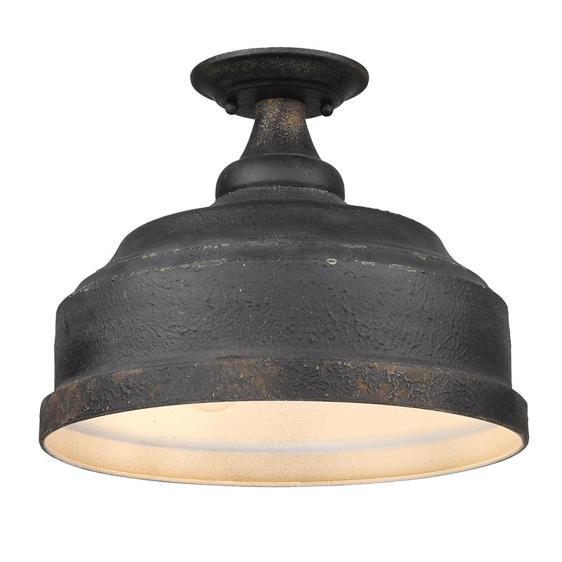 Claudette Semi Flush Mount, Antique Black Iron