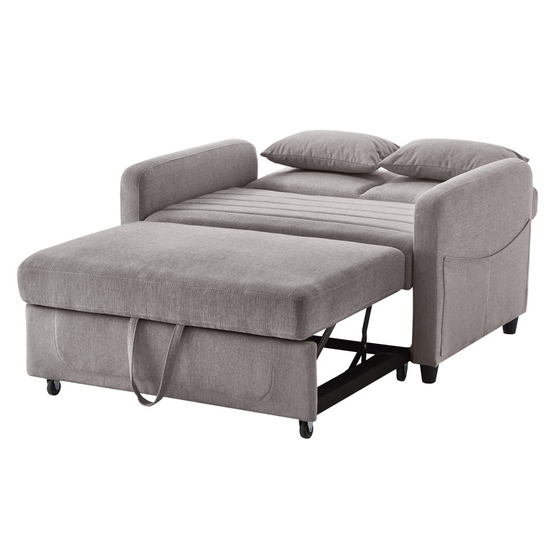 2 Seater Convertible Linen Sofa Bed, Dark Grey